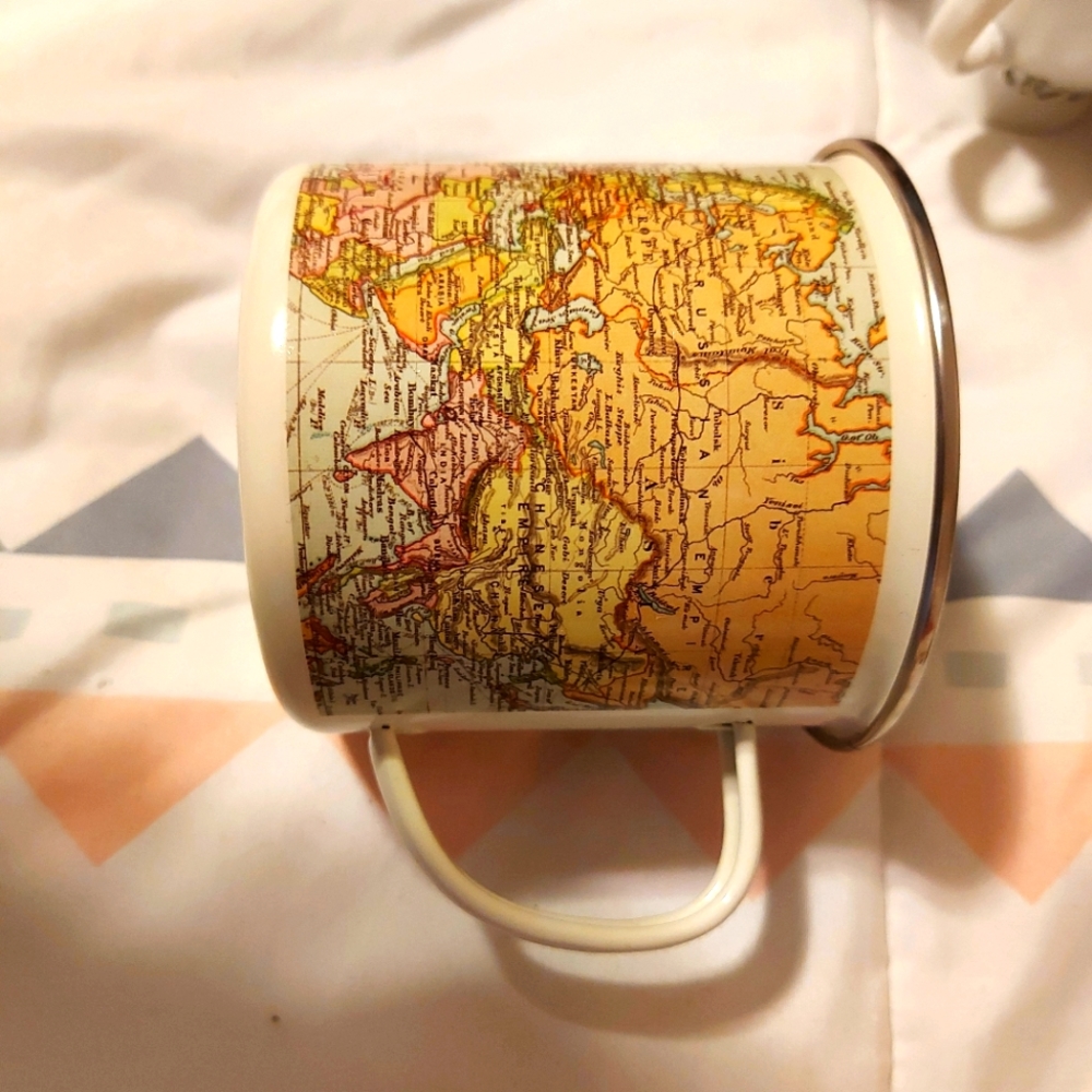World Map enamel mug